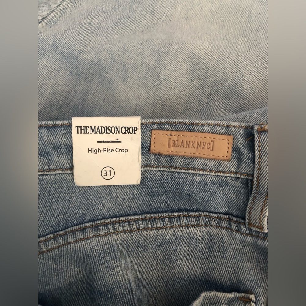 NEW Blanknyc Women’s The Madison Crop High Rise Crop Blue Denim Jeans Size 31 - Picture 9 of 11